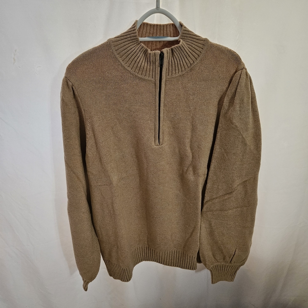 Men's Tan Half-Zip Sweater